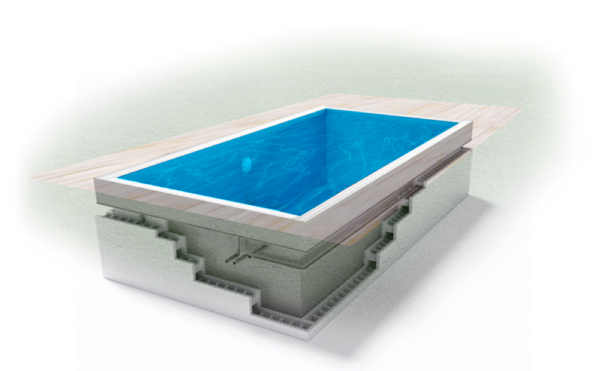 Pool mit Überlauf - technischer Aufbau